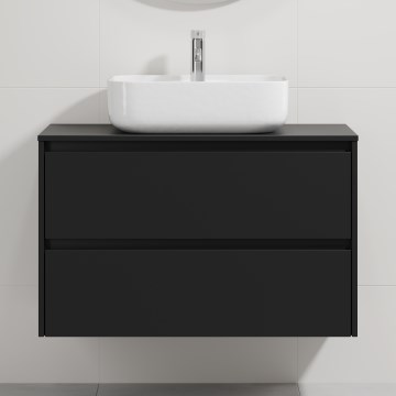 Meuble-lavabo pour salle de bains TRONDHEIM/KRISTIANSAND 90x57x46 cm noir/blanc