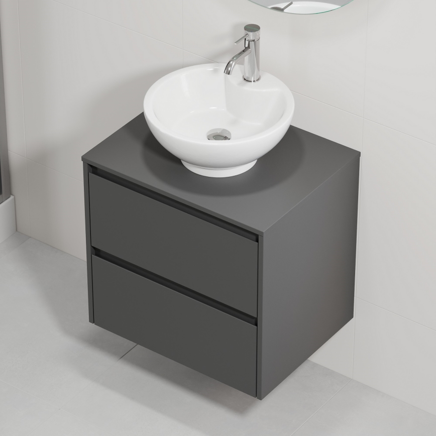 Meuble-lavabo TRONDHEIM/DRAMMEN 60x57x46 cm anthracite/blanc