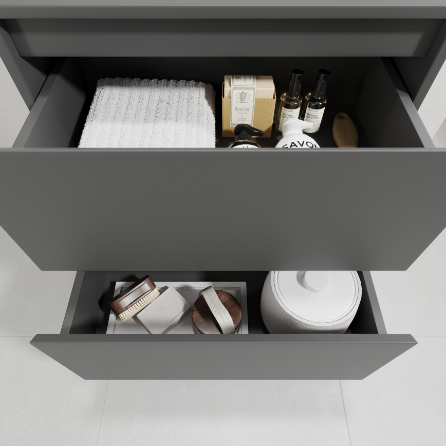 Meuble-lavabo TRONDHEIM/DRAMMEN 60x57x46 cm anthracite/blanc