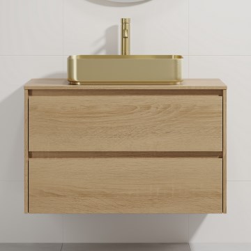 Meuble-lavabo TRONDHEIM/LJORDAL 90x57x46 cm chêne/laiton