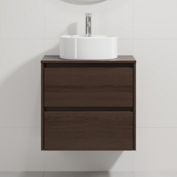 Meuble-lavabo TRONDHEIM/VIKEDAL 60x57x46 cm noyer/blanc