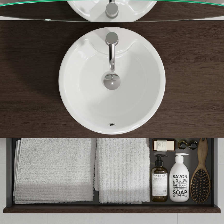 Meuble-lavabo TRONDHEIM/VIKEDAL 60x57x46 cm noyer/blanc