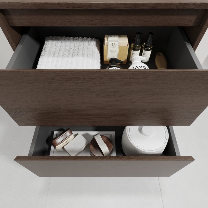 Meuble-lavabo TRONDHEIM/VIKEDAL 60x57x46 cm noyer/blanc