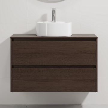 Meuble-lavabo TRONDHEIM/VIKEDAL 90x57x46 cm noyer/blanc