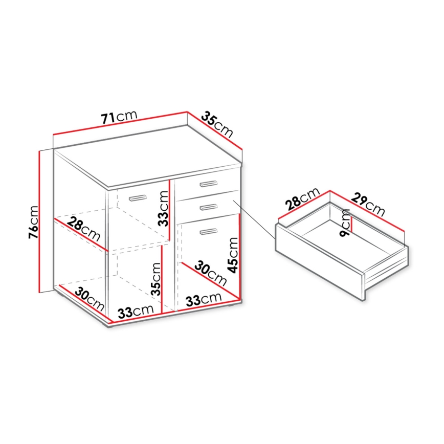 Meuble MIKE 76x71 cm blanc