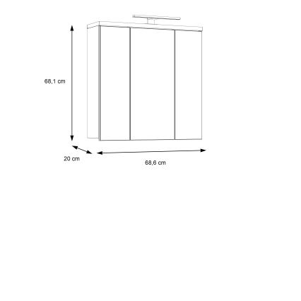 Meuble mural de salle de bains avec miroir VENOM, blanc/chêne Sonoma