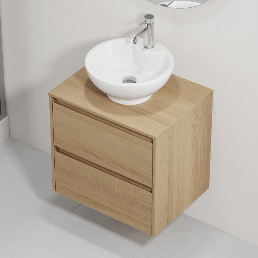 Meuble sous-vasque TRONDHEIM/DRAMMEN 60x57x46 cm chêne/blanc