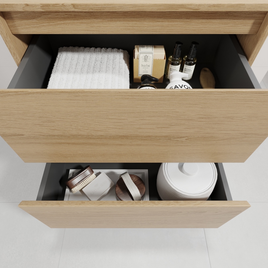 Meuble sous-vasque TRONDHEIM/DRAMMEN 60x57x46 cm chêne/blanc