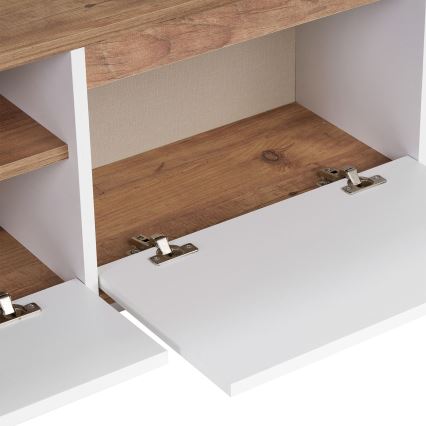 Meuble TV KREDE 160 x 30 cm, blanc/pin