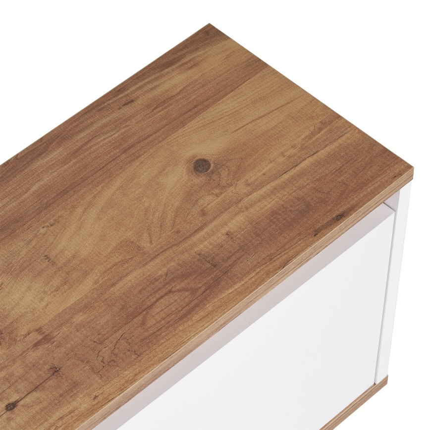 Meuble TV KREDE 160 x 30 cm, blanc/pin