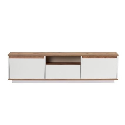 Meuble TV KREDE 160 x 30 cm, blanc/pin