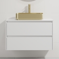 Meuble vasque TRONDHEIM/LJORDAL 90 x 57 x 46 cm blanc/laiton