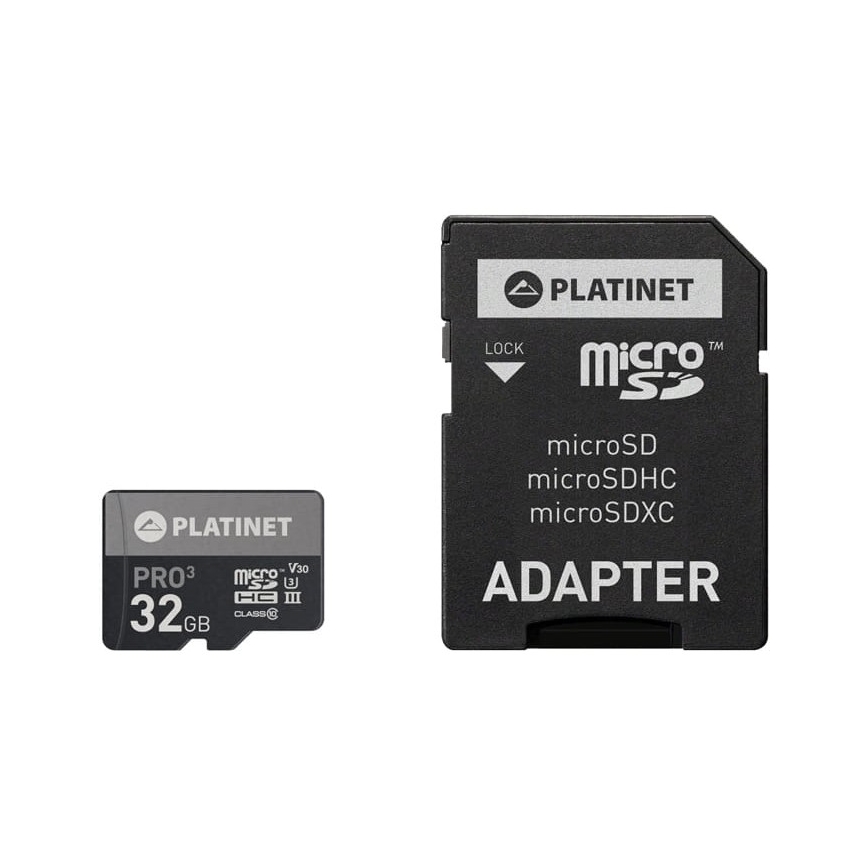 Micro SDHC 32GB U3 Pro 90MB/s + Adaptateur SD