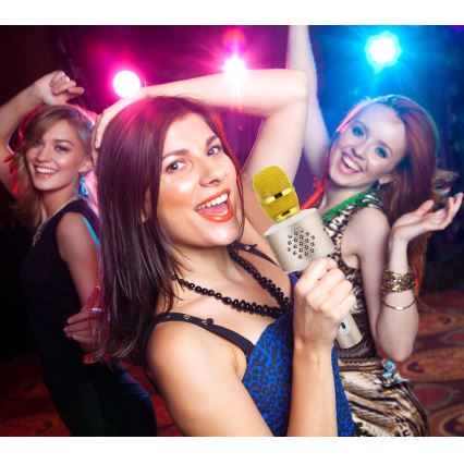 Microfono karaoke 6W/5V 1500 mAh Bluetooth dorato