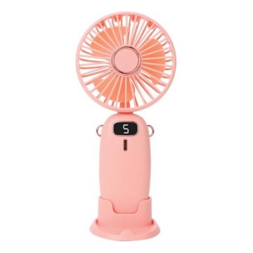 Mini ventilateur de poche rechargeable 3 W/5 V, 1 200 mAh, rose