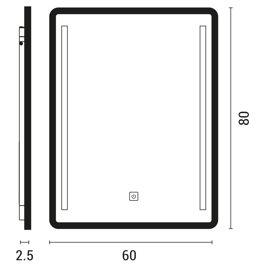 Miroir chauffant rétro-éclairé de salle de bain LED/20W/230V 4000K IP44 Intensité variable