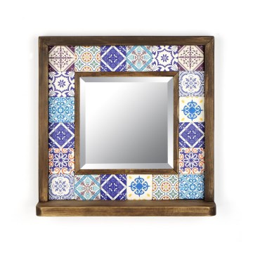 Miroir mural 33x32,5 cm pin/bleu