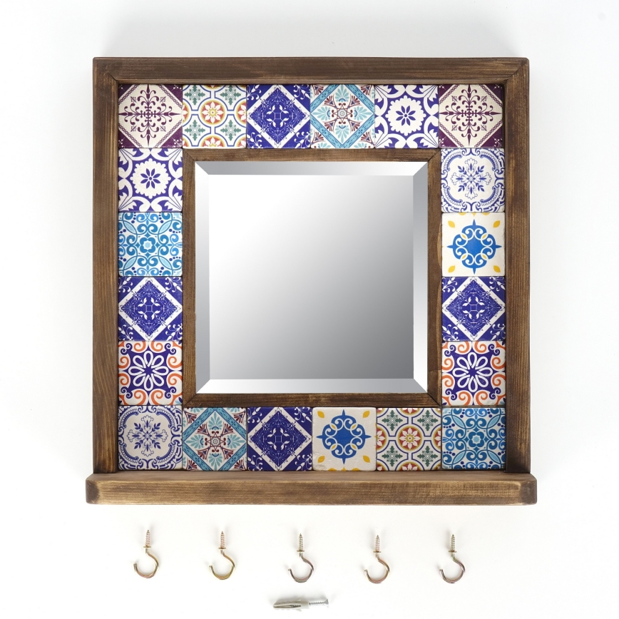 Miroir mural 33x32,5 cm pin/bleu