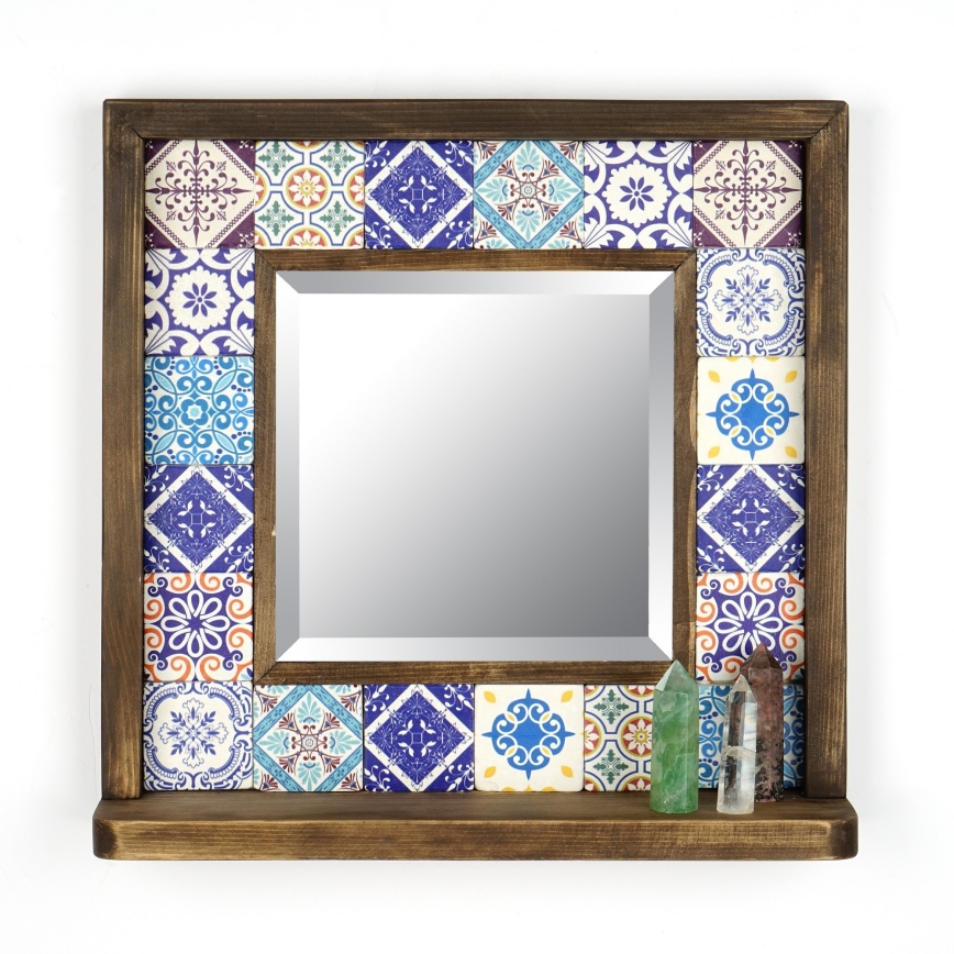 Miroir mural 33x32,5 cm pin/bleu