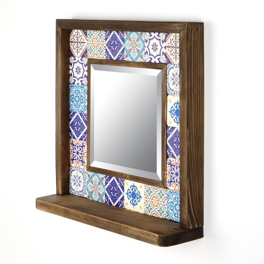 Miroir mural 33x32,5 cm pin/bleu
