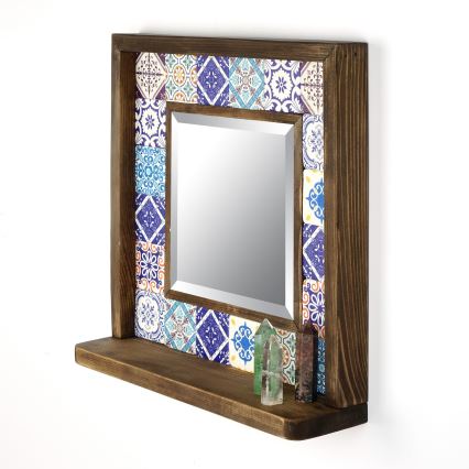 Miroir mural 33x32,5 cm pin/bleu