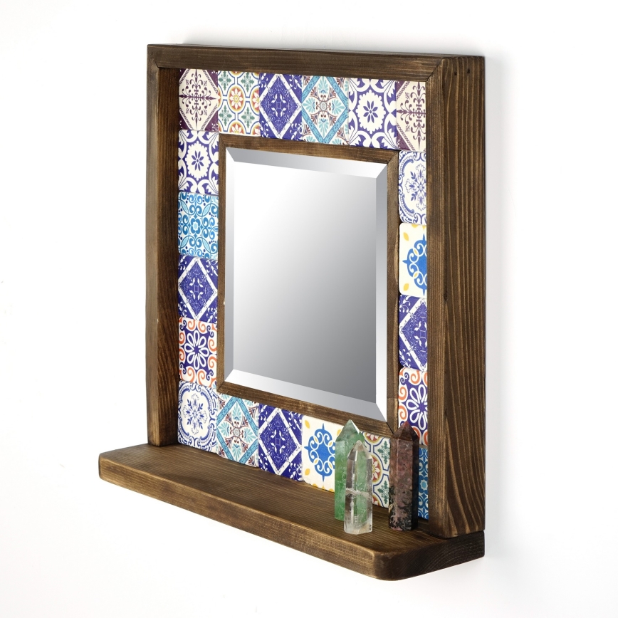 Miroir mural 33x32,5 cm pin/bleu