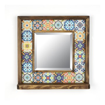 Miroir mural 33x32,5 cm pin/jaune