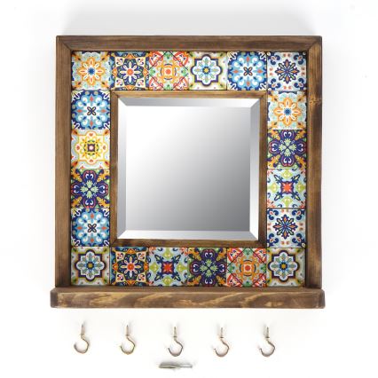 Miroir mural 33x32,5 cm pin/jaune