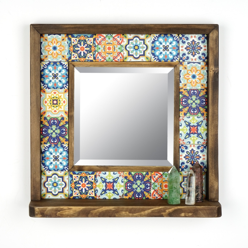 Miroir mural 33x32,5 cm pin/jaune