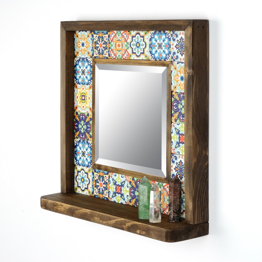 Miroir mural 33x32,5 cm pin/jaune