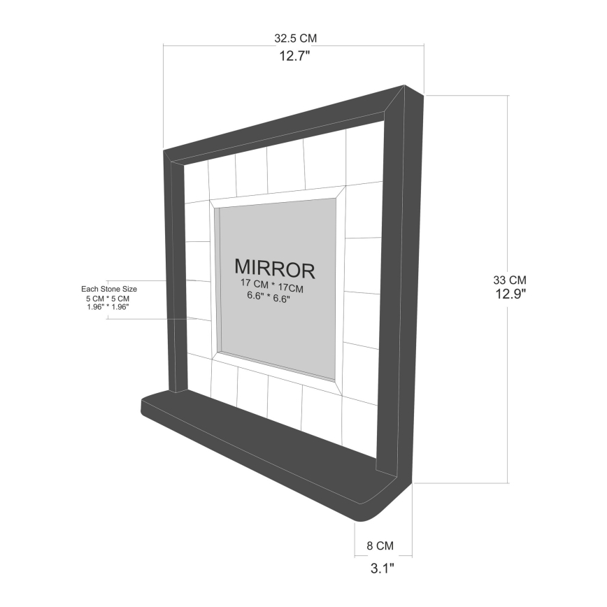 Miroir mural 33x32,5 cm pin/jaune