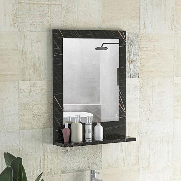 Miroir mural avec une étagère 60x45 cm noir
