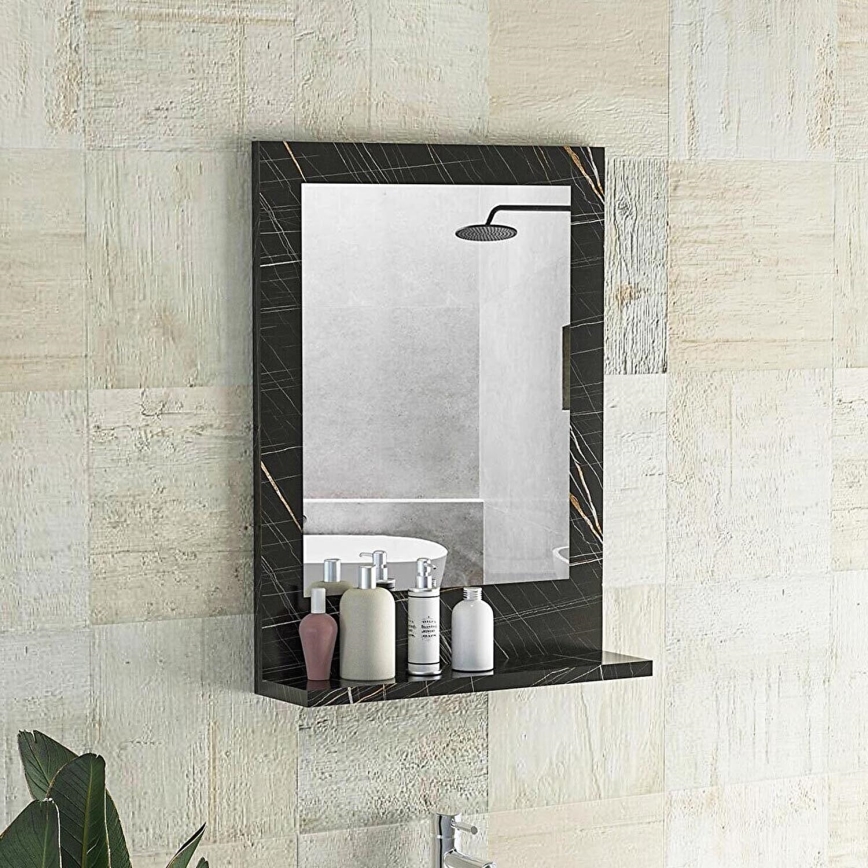 Miroir mural avec une étagère 60x45 cm noir