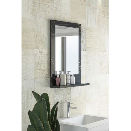 Miroir mural avec une étagère 60x45 cm noir