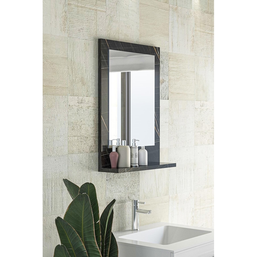 Miroir mural avec une étagère 60x45 cm noir