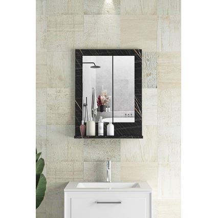 Miroir mural avec une étagère 60x45 cm noir