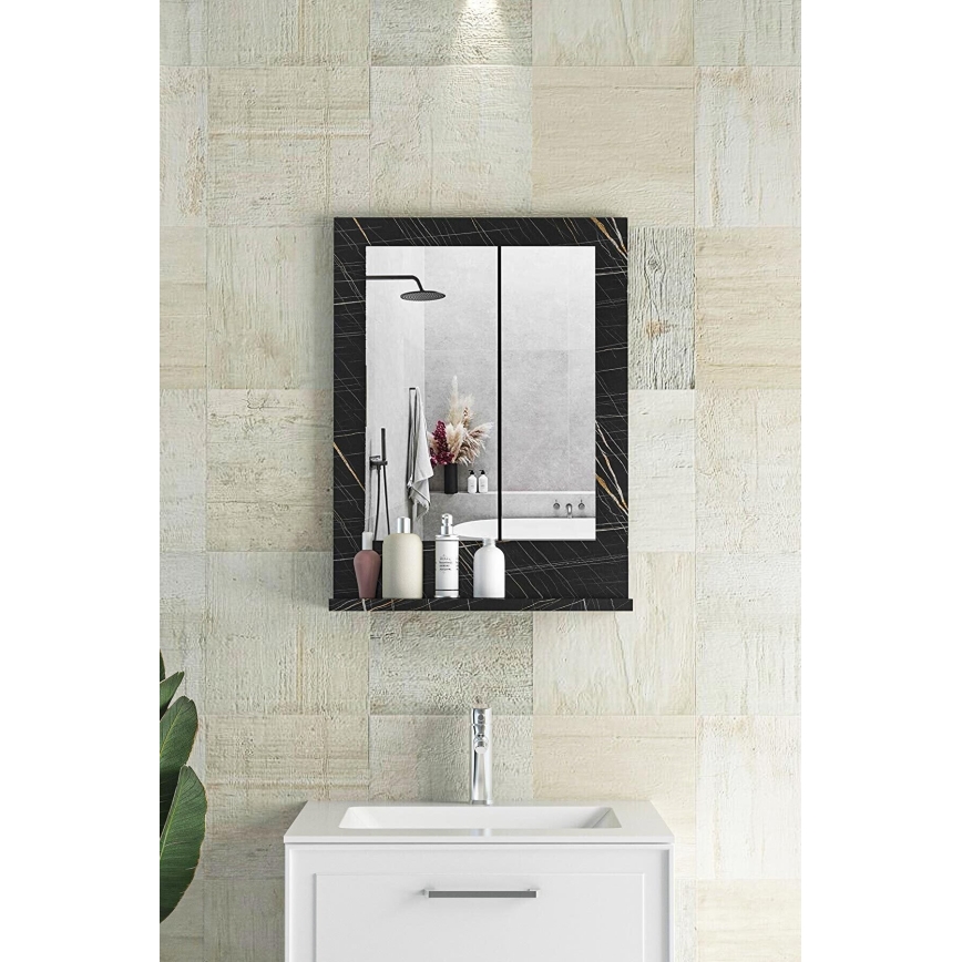 Miroir mural avec une étagère 60x45 cm noir
