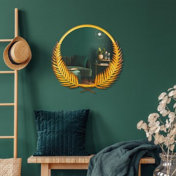 Miroir mural PALM 59x57 cm doré