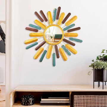 Miroir mural SOLEIL d. 75 cm jaune