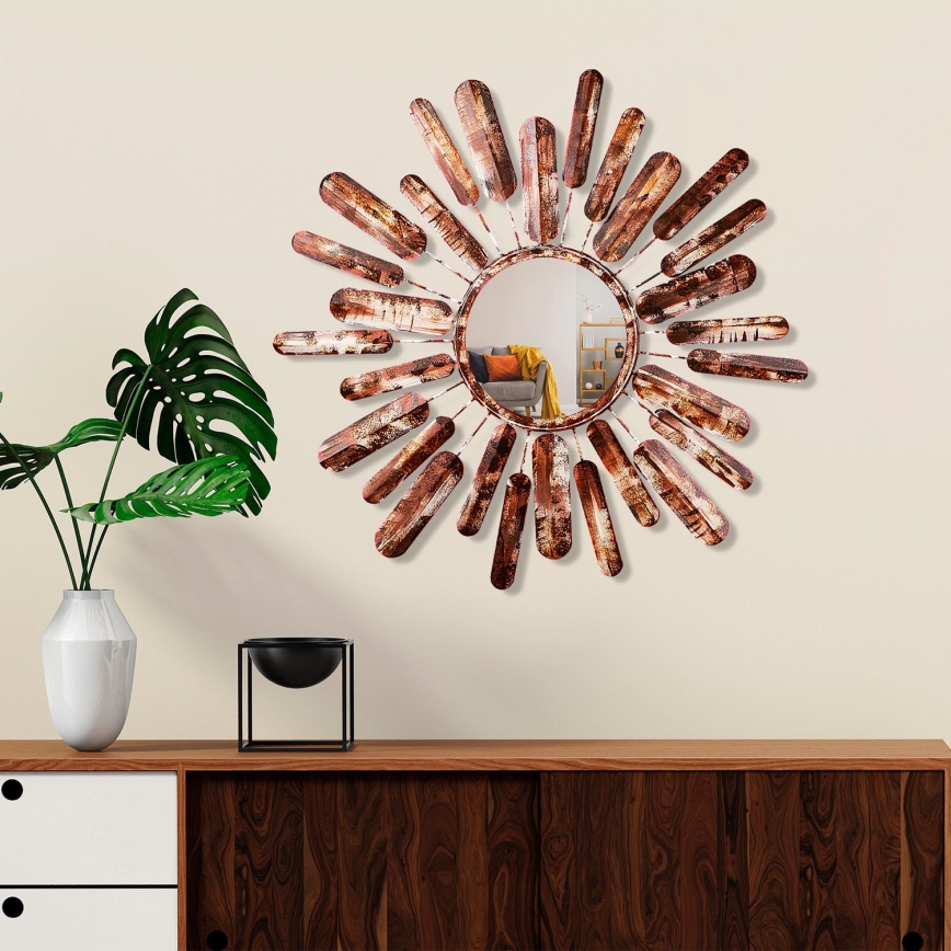 Miroir mural SOLEIL d. 75 cm marron