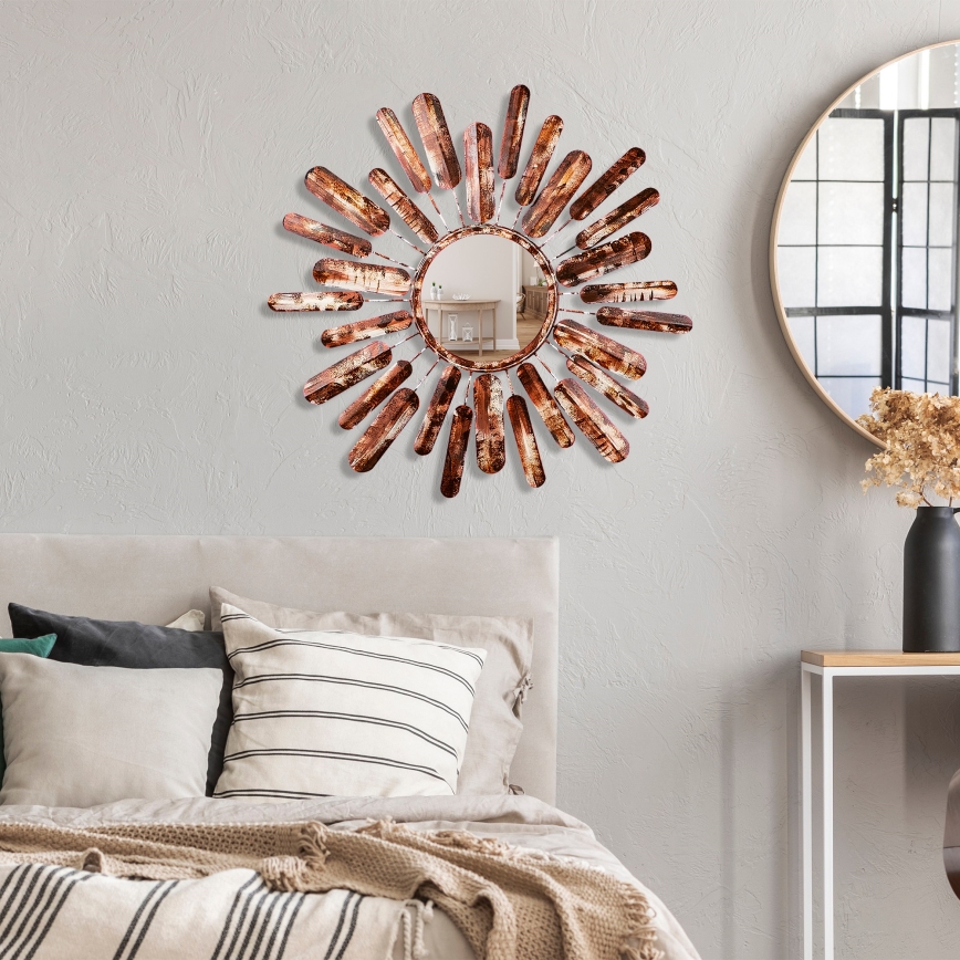 Miroir mural SOLEIL d. 75 cm marron