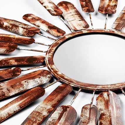 Miroir mural SOLEIL d. 75 cm marron