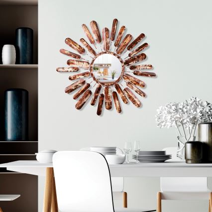 Miroir mural SOLEIL d. 75 cm marron
