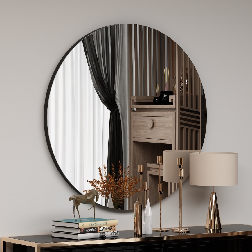 Miroir mural ZEOS d. 70 cm noir