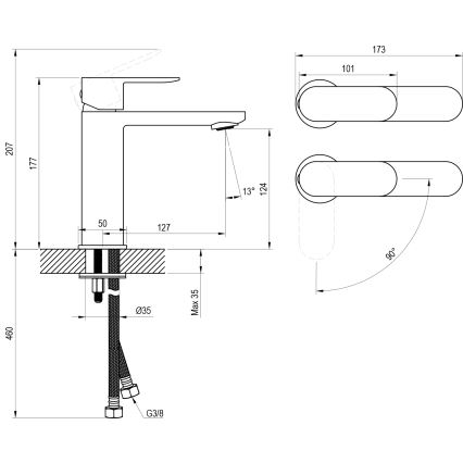 Miscelatore per lavabo Ravak X070448 - CHROME 17,7 cm, cromo lucido