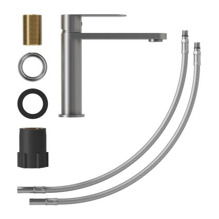 Miscelatore per lavabo TARNBY 17,3 cm, grigio con verniciatura a polvere