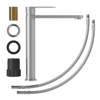 Mitigeur de lavabo TARNBY 27,3 cm, acier inoxydable brossé