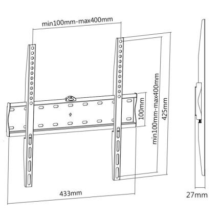 MK FLORIA MKF-17DF441 - Support mural fixe pour TV 65" noir