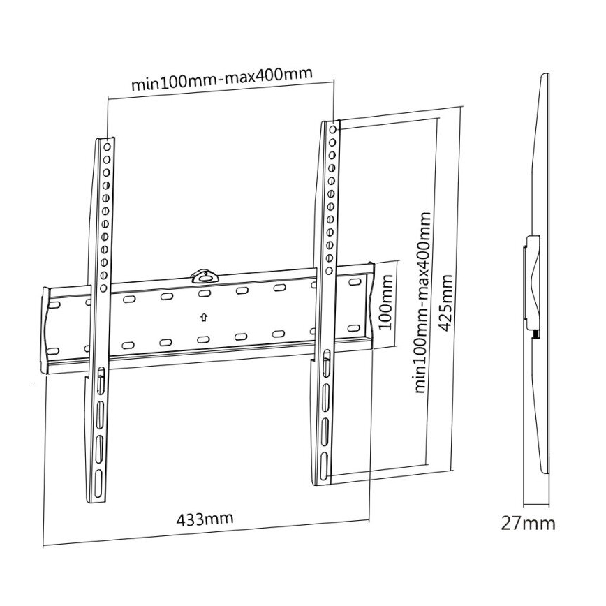 MK FLORIA MKF-17DF441 - Support mural fixe pour TV 65" noir