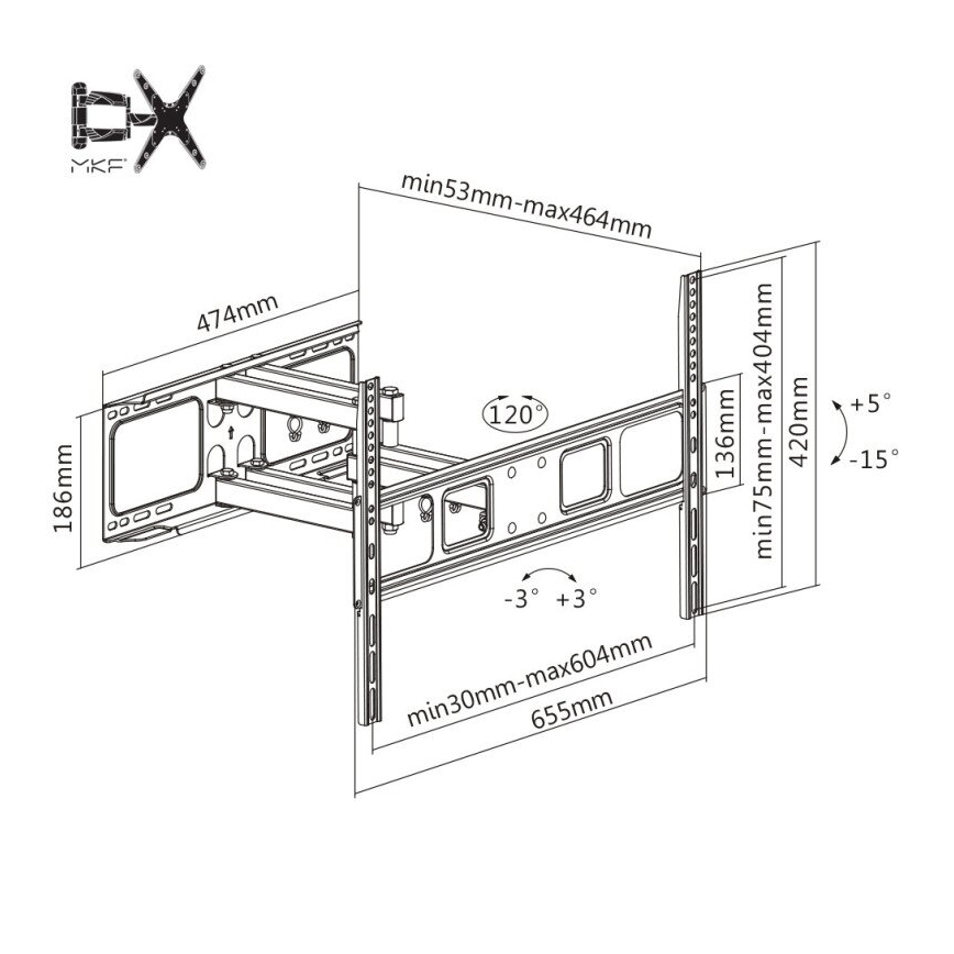 MK FLORIA MKF-17DP641 - Support mural pour TV avec joint 80" noir